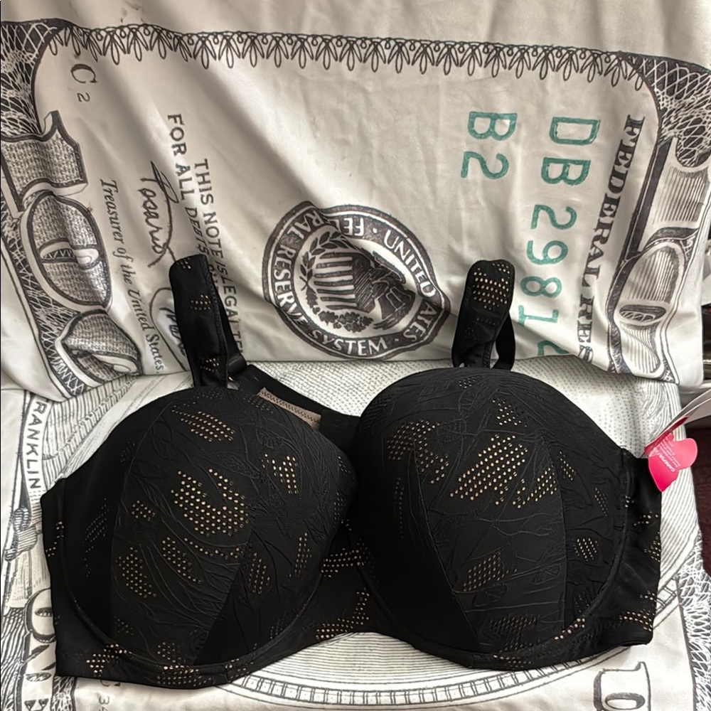 Ashley Stewart Black Full Coverage Bra with Lace